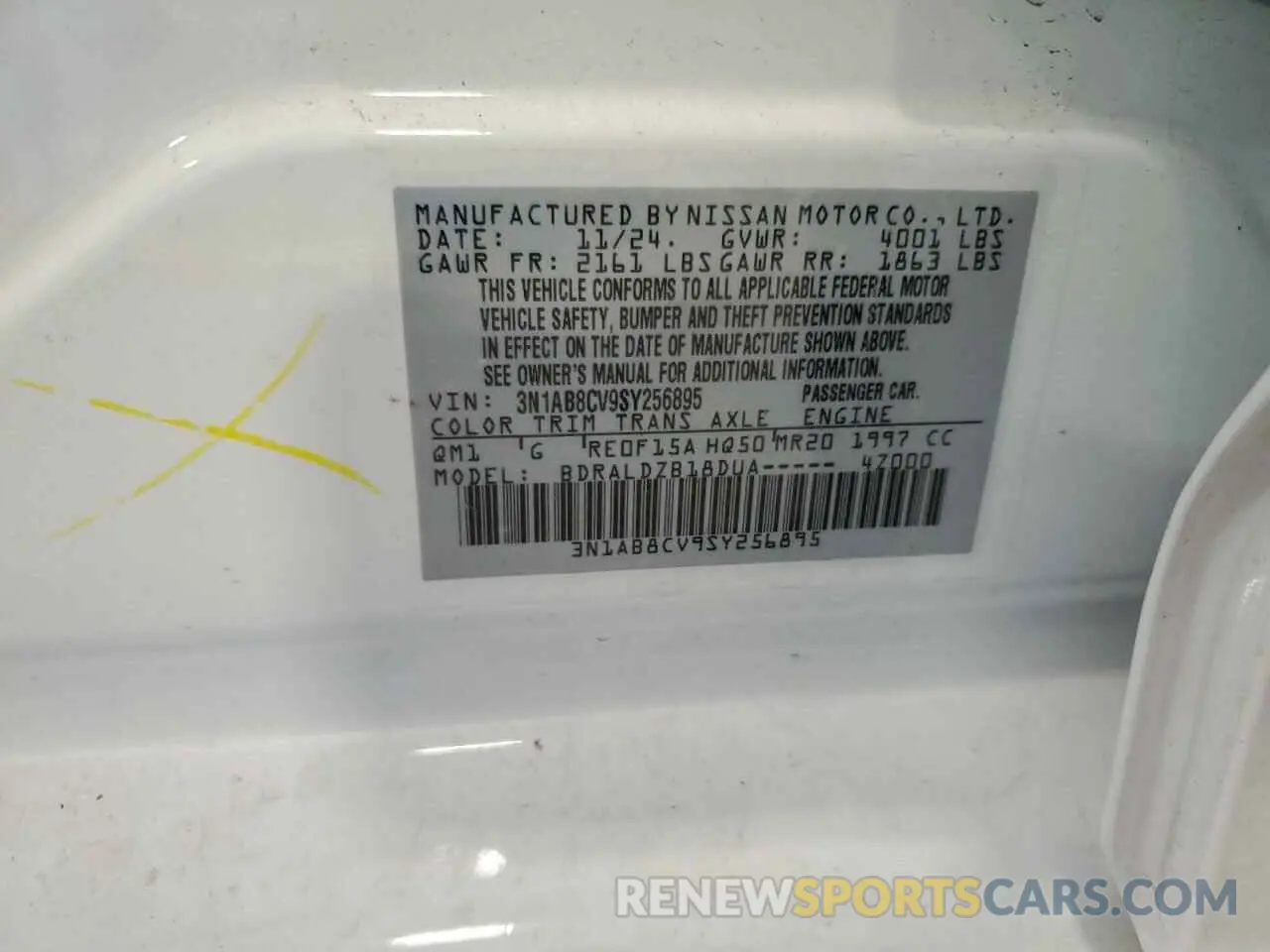 12 Photograph of a damaged car 3N1AB8CV9SY256895 NISSAN SENTRA 2025