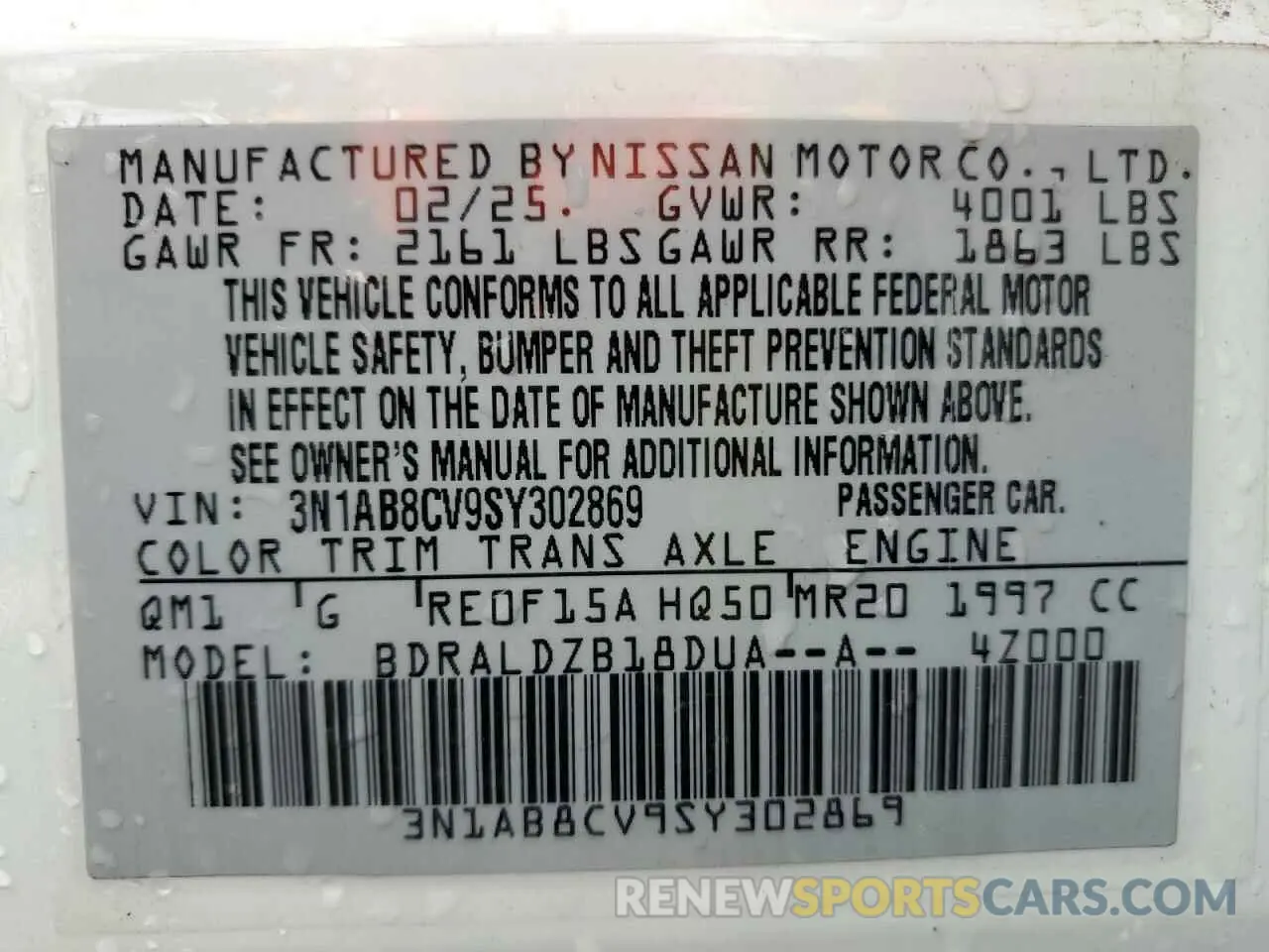 13 Photograph of a damaged car 3N1AB8CV9SY302869 NISSAN SENTRA 2025
