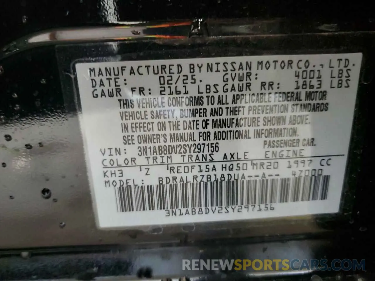 12 Photograph of a damaged car 3N1AB8DV2SY297156 NISSAN SENTRA 2025