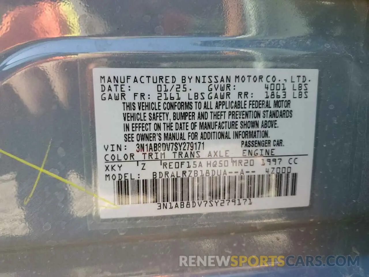 13 Photograph of a damaged car 3N1AB8DV7SY279171 NISSAN SENTRA 2025