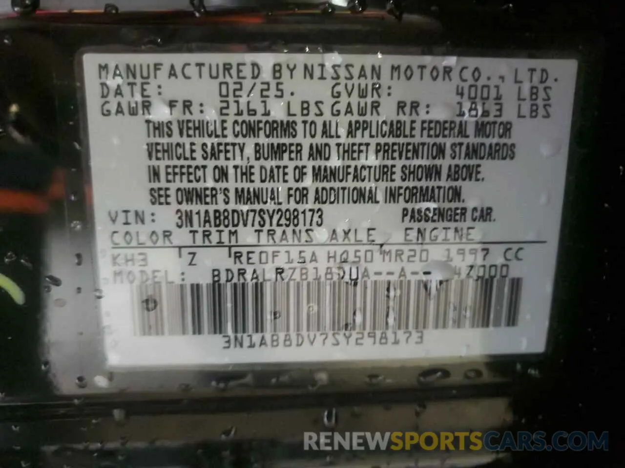 12 Photograph of a damaged car 3N1AB8DV7SY298173 NISSAN SENTRA 2025