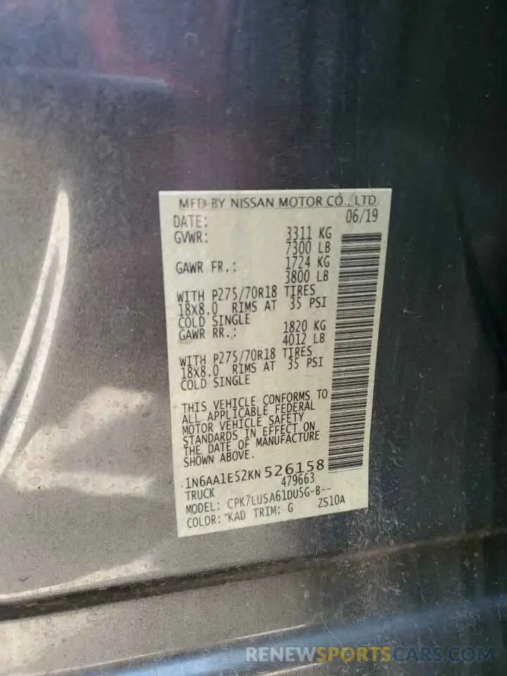 13 Photograph of a damaged car 1N6AA1E52KN526158 NISSAN TITAN 2019