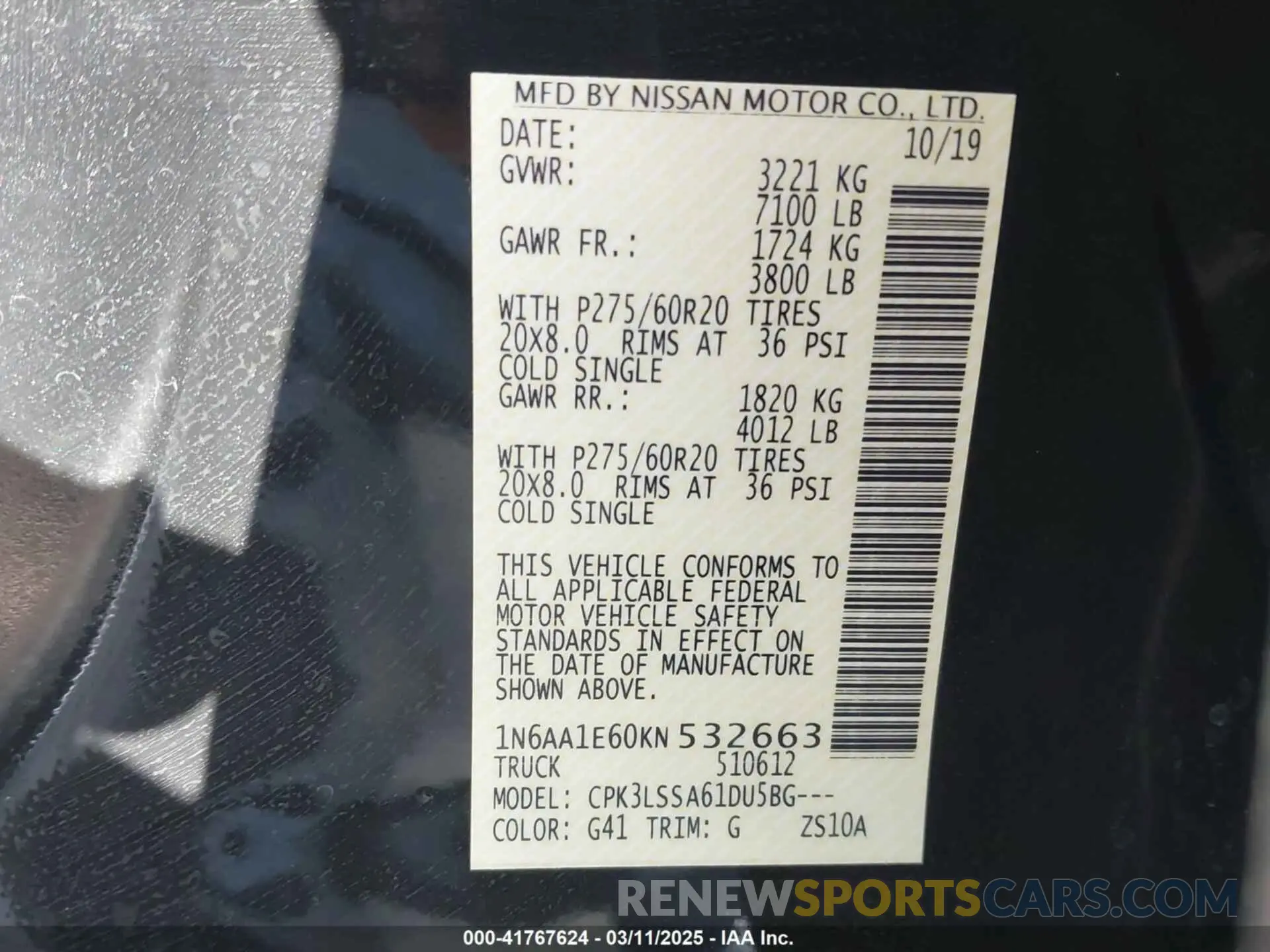 9 Photograph of a damaged car 1N6AA1E60KN532663 NISSAN TITAN 2019