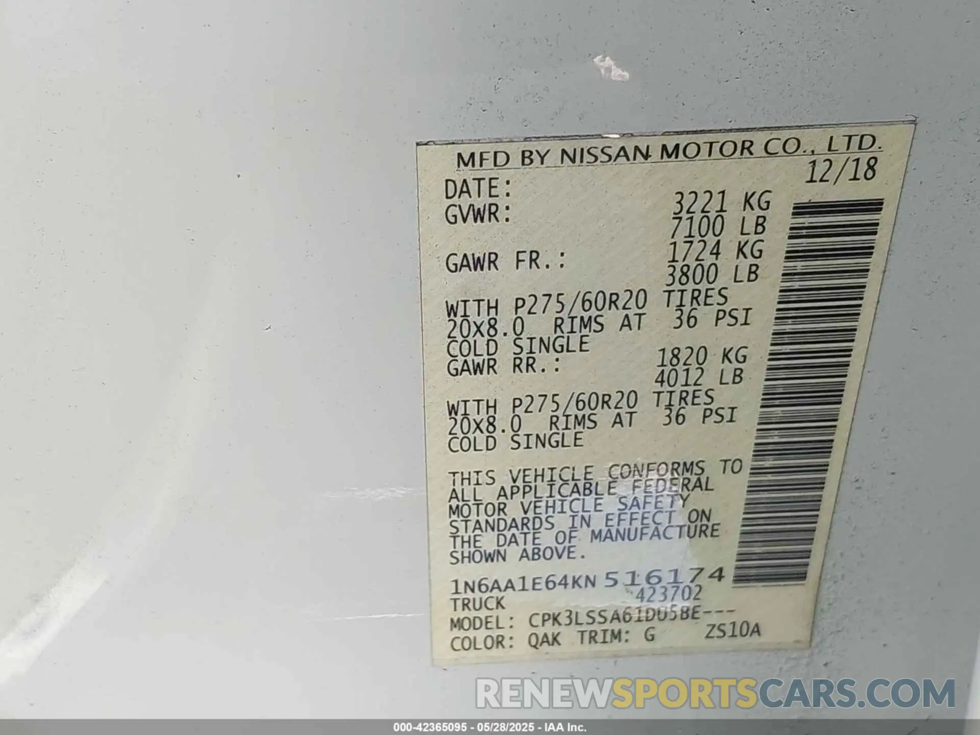 9 Photograph of a damaged car 1N6AA1E64KN516174 NISSAN TITAN 2019