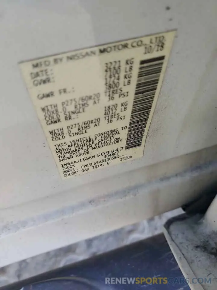 13 Photograph of a damaged car 1N6AA1E68KN509342 NISSAN TITAN 2019