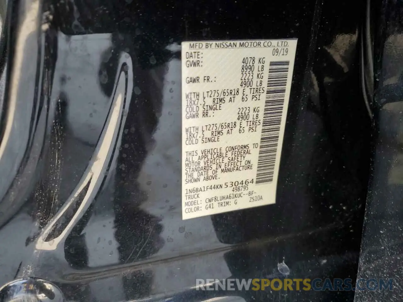 13 Photograph of a damaged car 1N6BA1F44KN530464 NISSAN TITAN 2019