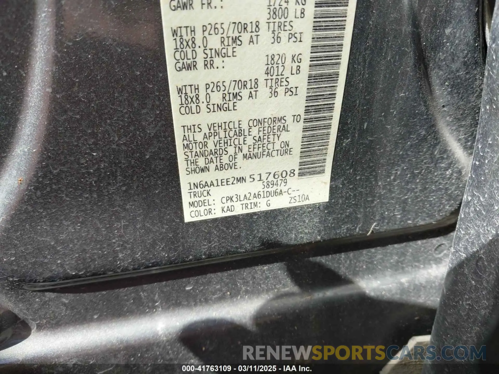 9 Photograph of a damaged car 1N6AA1EE2MN517608 NISSAN TITAN 2021