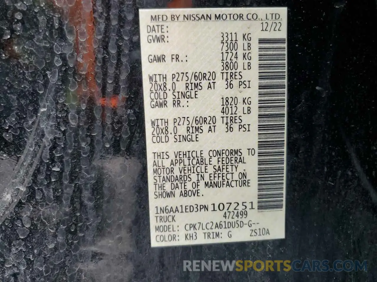 12 Photograph of a damaged car 1N6AA1ED3PN107251 NISSAN TITAN 2023