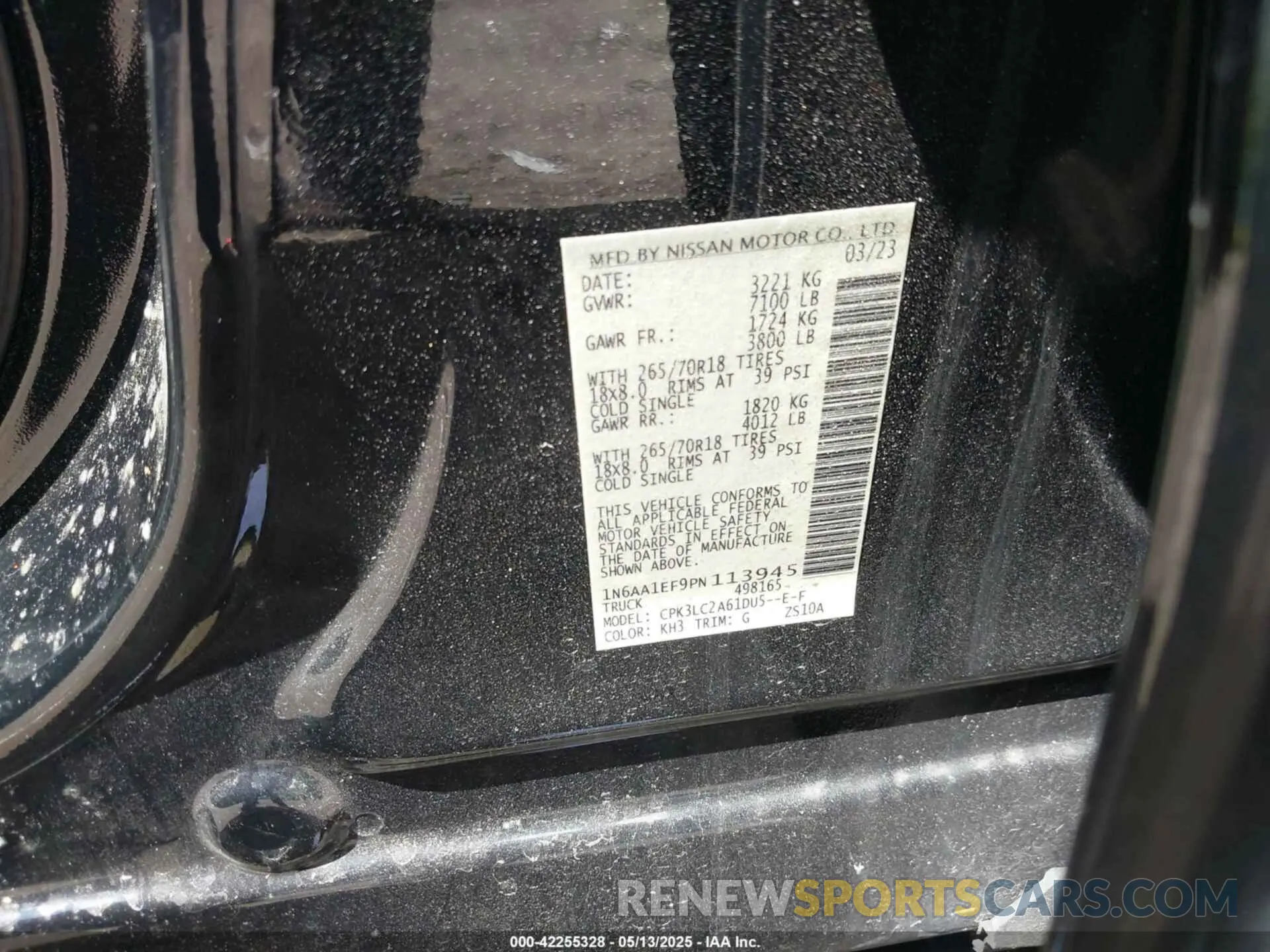 9 Photograph of a damaged car 1N6AA1EF9PN113945 NISSAN TITAN 2023