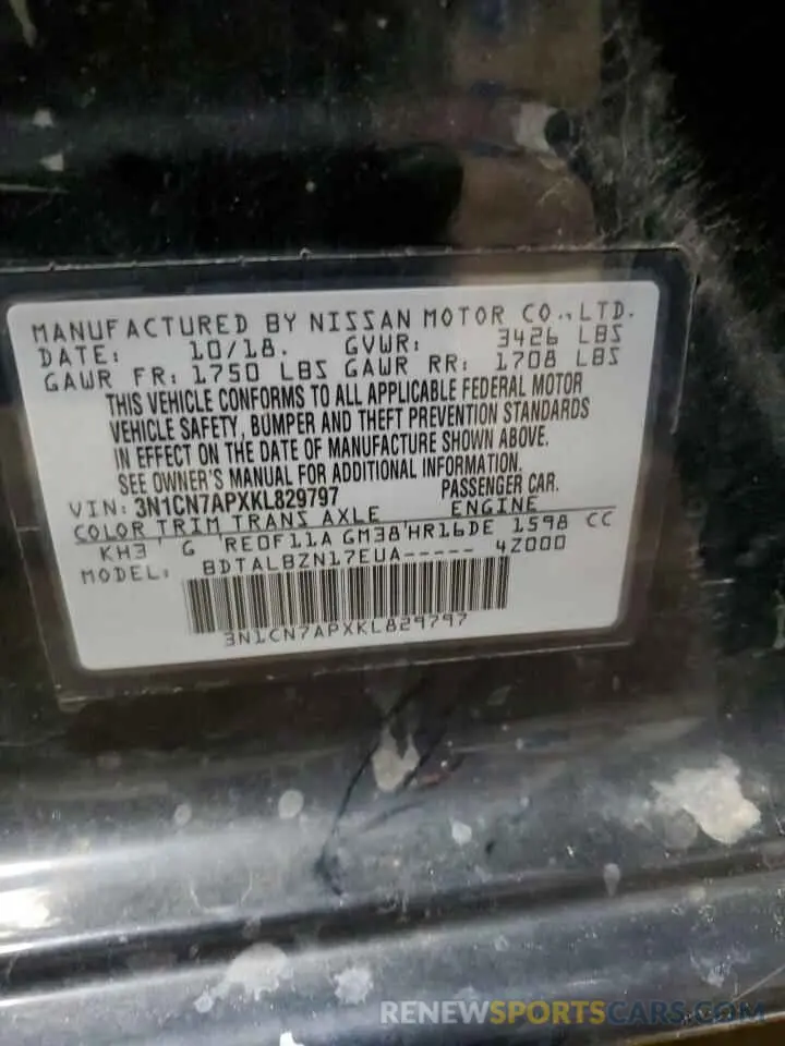 13 Photograph of a damaged car 3N1CN7APXKL829797 NISSAN VERSA 2019