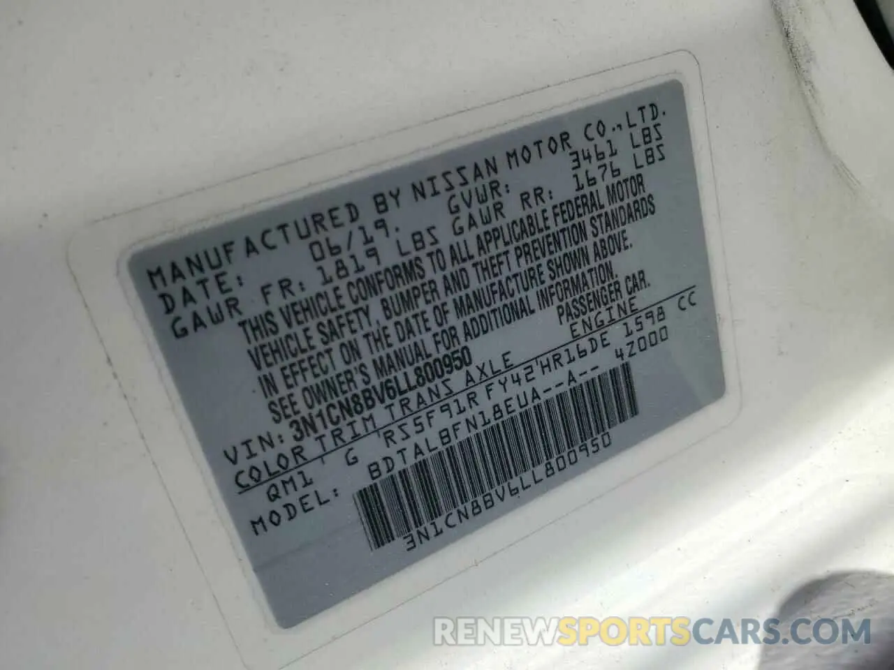 12 Photograph of a damaged car 3N1CN8BV6LL800950 NISSAN VERSA 2020