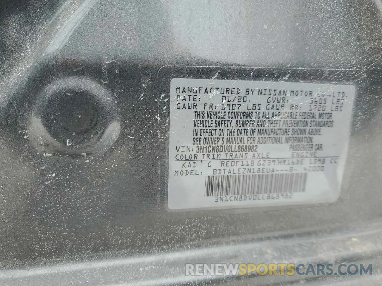 14 Photograph of a damaged car 3N1CN8DV0LL868982 NISSAN VERSA 2020