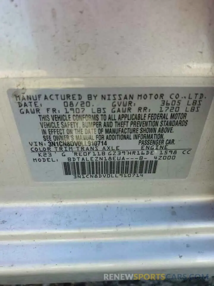 14 Photograph of a damaged car 3N1CN8DV0LL910714 NISSAN VERSA 2020