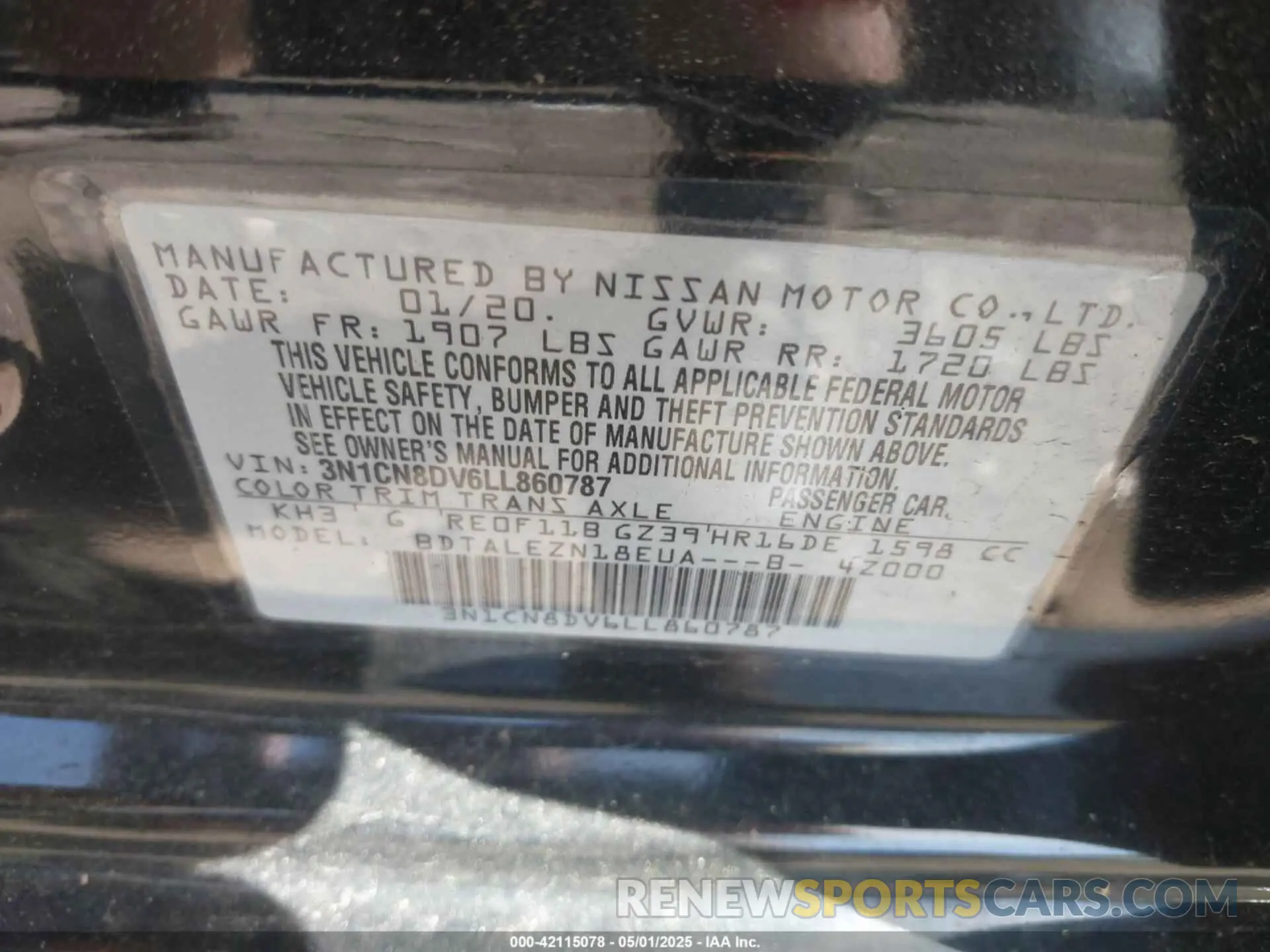9 Photograph of a damaged car 3N1CN8DV6LL860787 NISSAN VERSA 2020