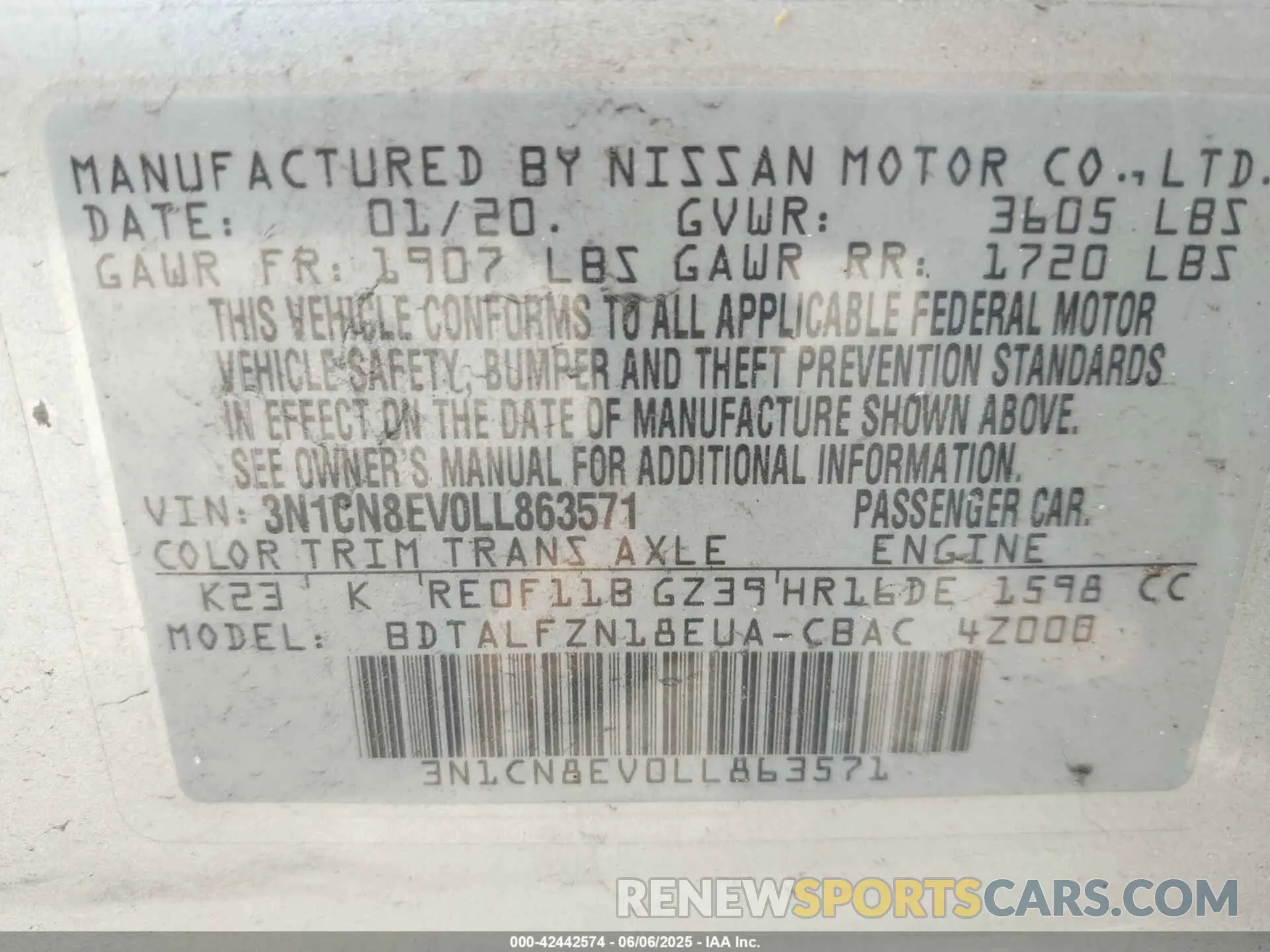 9 Photograph of a damaged car 3N1CN8EV0LL863571 NISSAN VERSA 2020