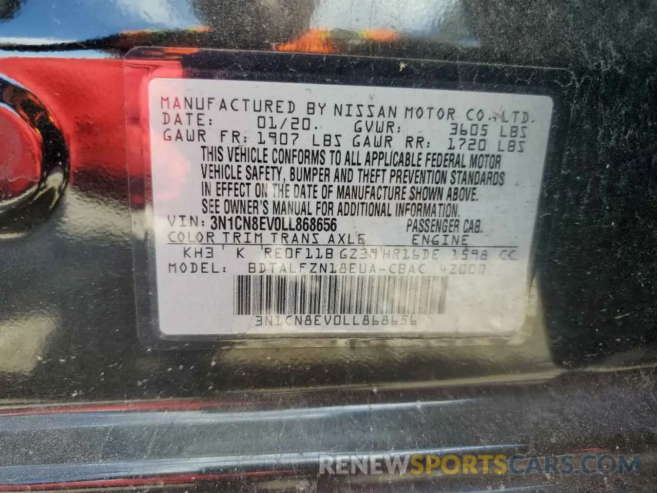 14 Photograph of a damaged car 3N1CN8EV0LL868656 NISSAN VERSA 2020