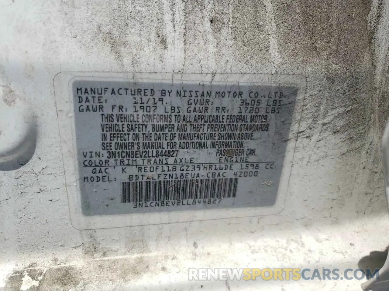 12 Photograph of a damaged car 3N1CN8EV2LL844827 NISSAN VERSA 2020