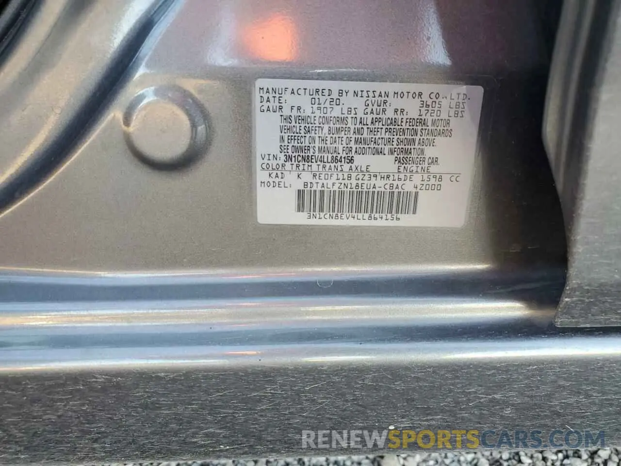 12 Photograph of a damaged car 3N1CN8EV4LL864156 NISSAN VERSA 2020