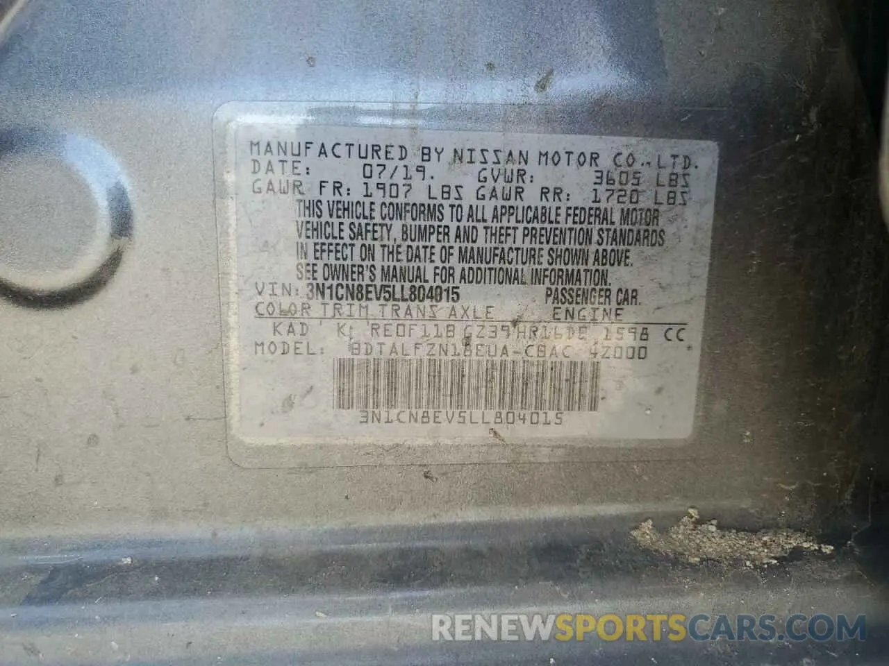 12 Photograph of a damaged car 3N1CN8EV5LL804015 NISSAN VERSA 2020
