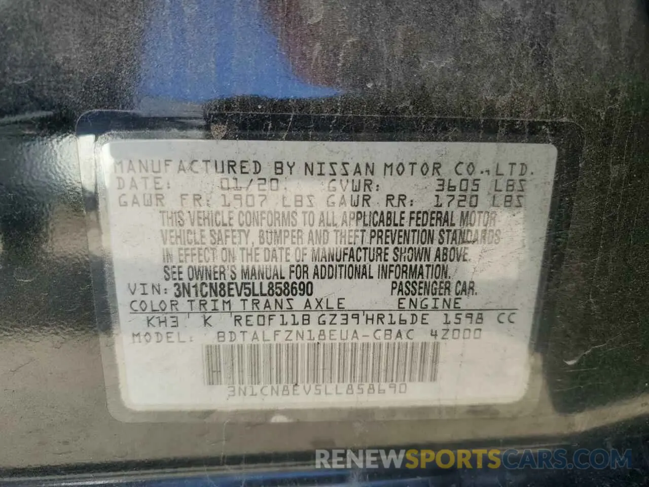 13 Photograph of a damaged car 3N1CN8EV5LL858690 NISSAN VERSA 2020