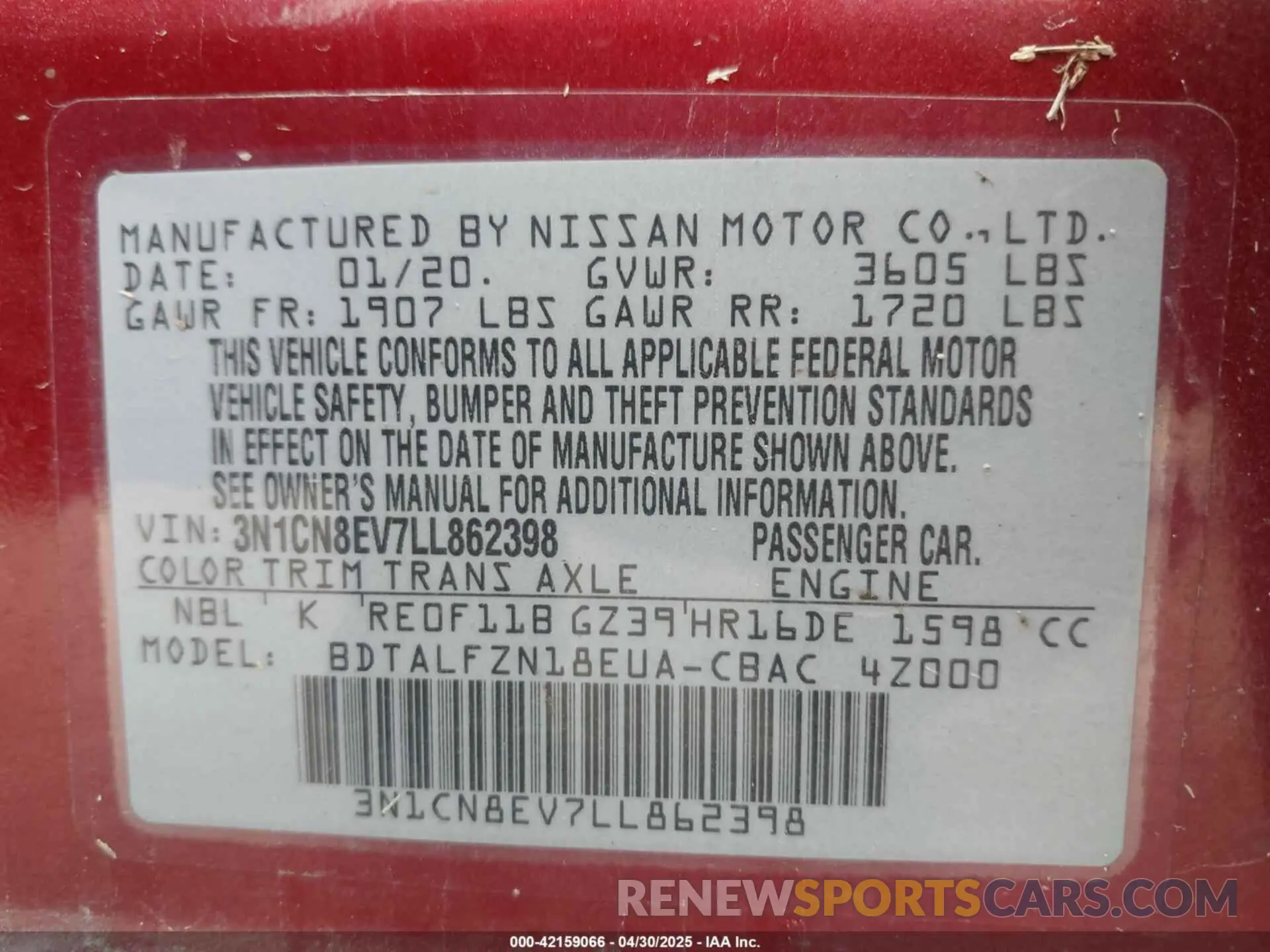 9 Photograph of a damaged car 3N1CN8EV7LL862398 NISSAN VERSA 2020