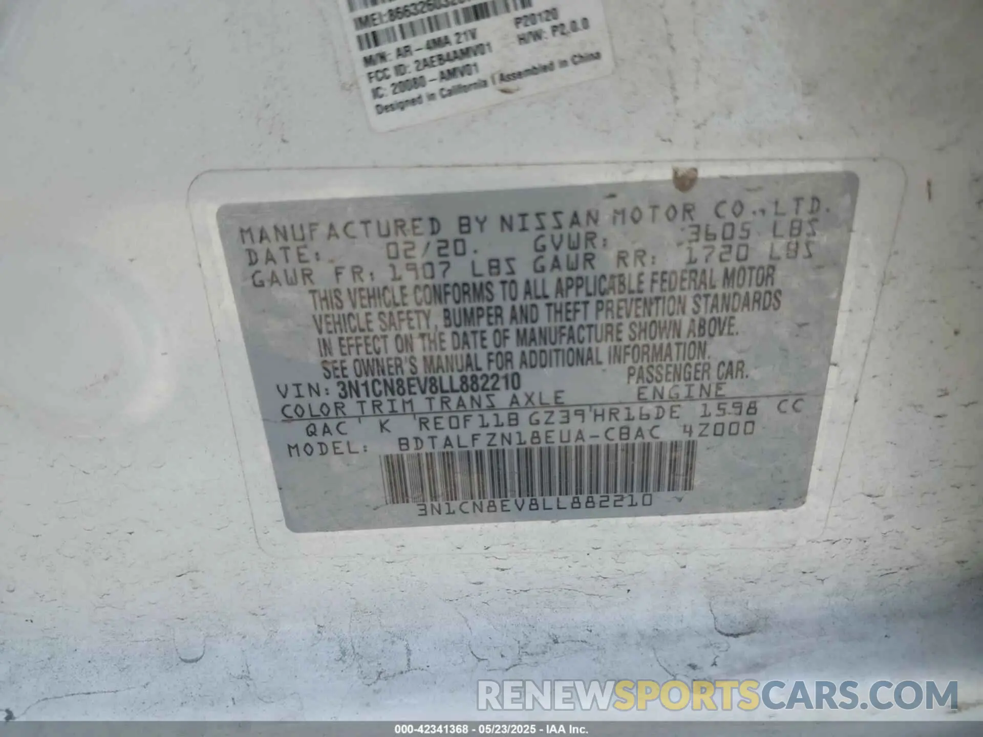 9 Photograph of a damaged car 3N1CN8EV8LL882210 NISSAN VERSA 2020
