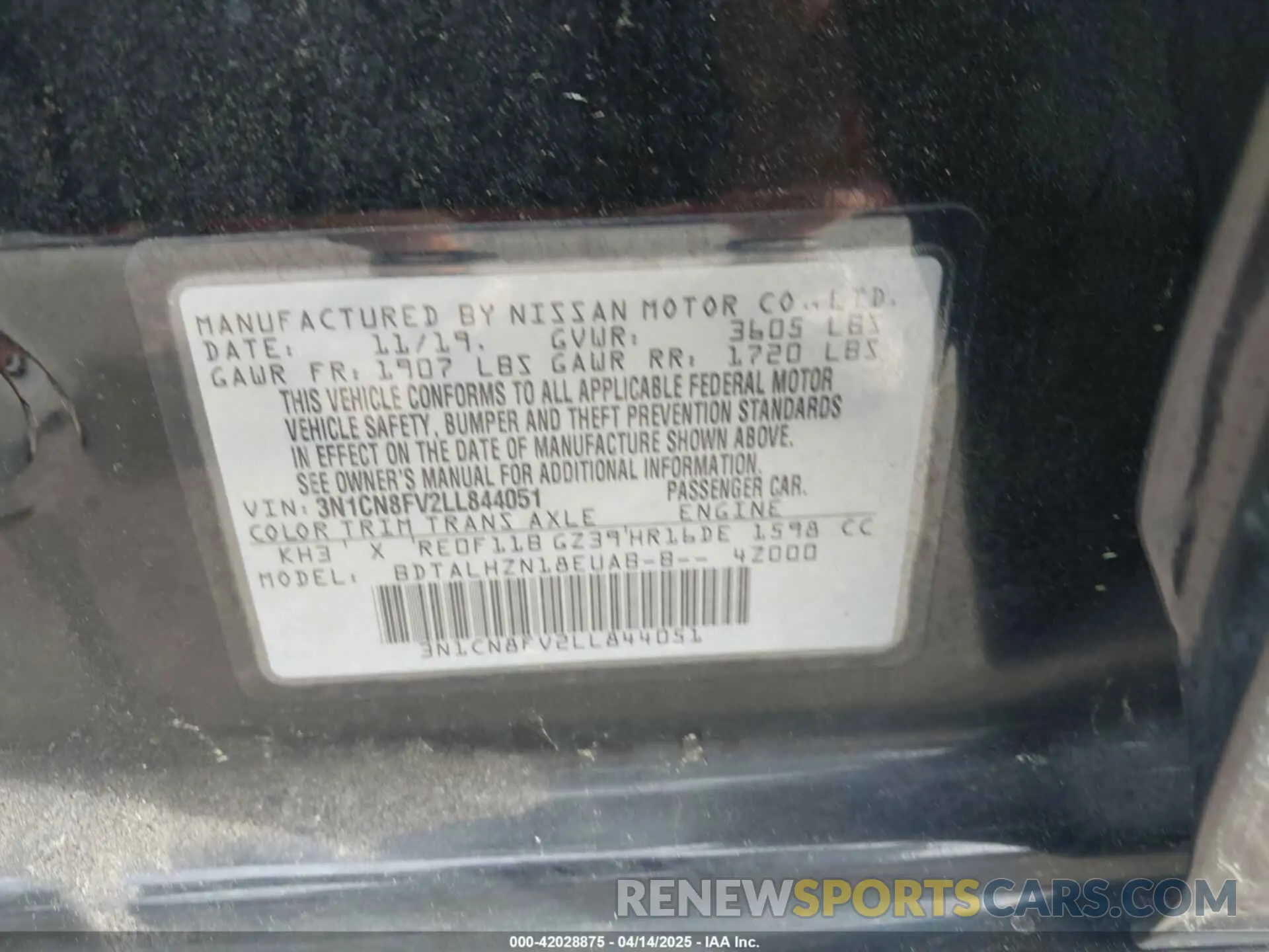 9 Photograph of a damaged car 3N1CN8FV2LL844051 NISSAN VERSA 2020