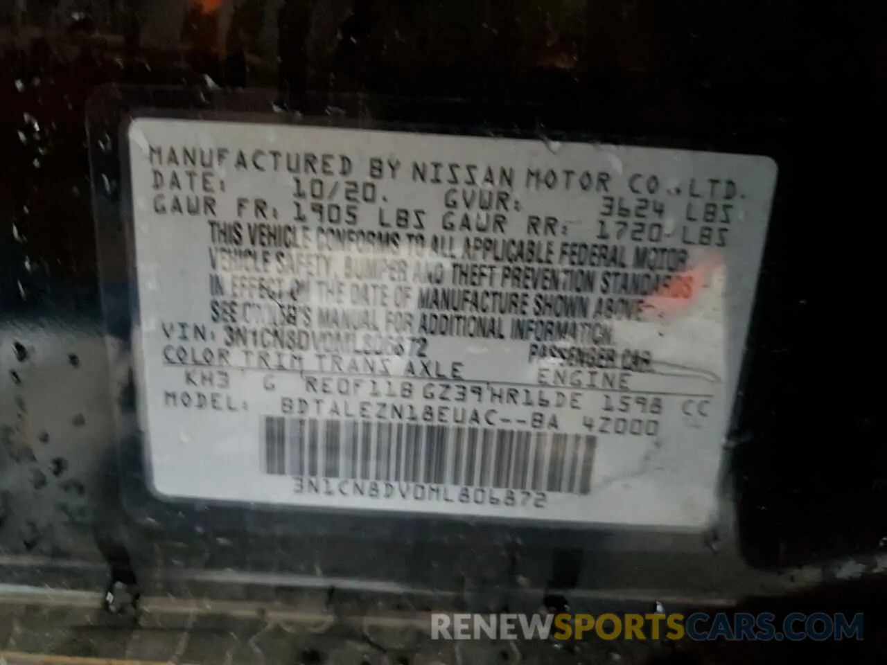 14 Photograph of a damaged car 3N1CN8DV0ML806872 NISSAN VERSA 2021