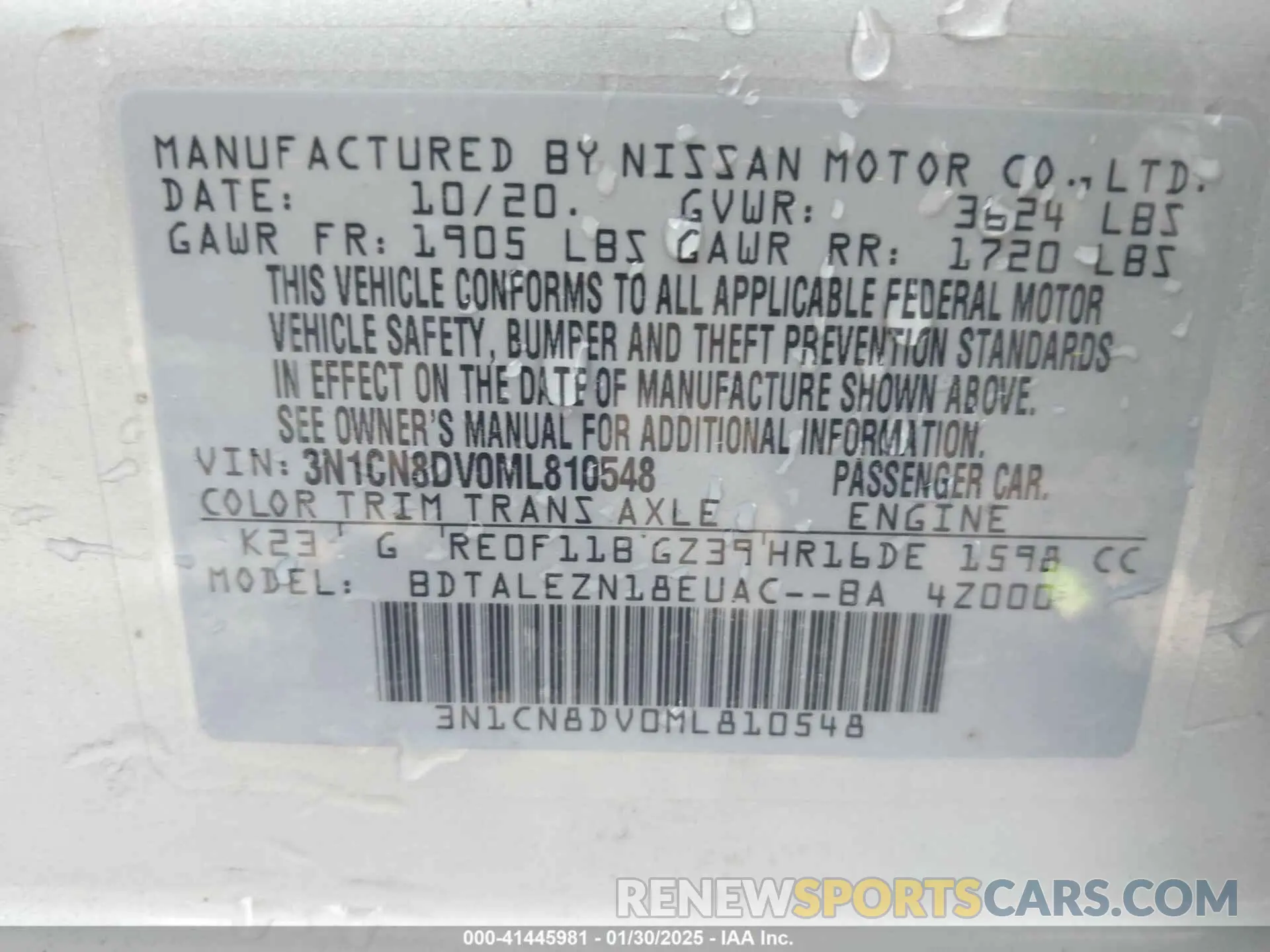 9 Photograph of a damaged car 3N1CN8DV0ML810548 NISSAN VERSA 2021