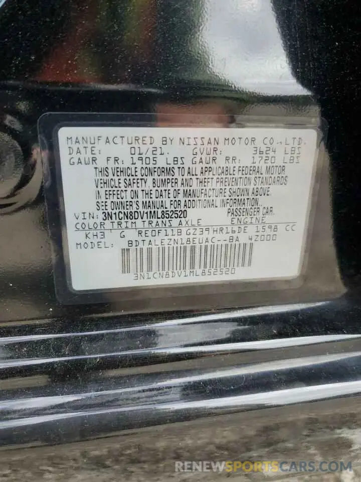 13 Photograph of a damaged car 3N1CN8DV1ML852520 NISSAN VERSA 2021