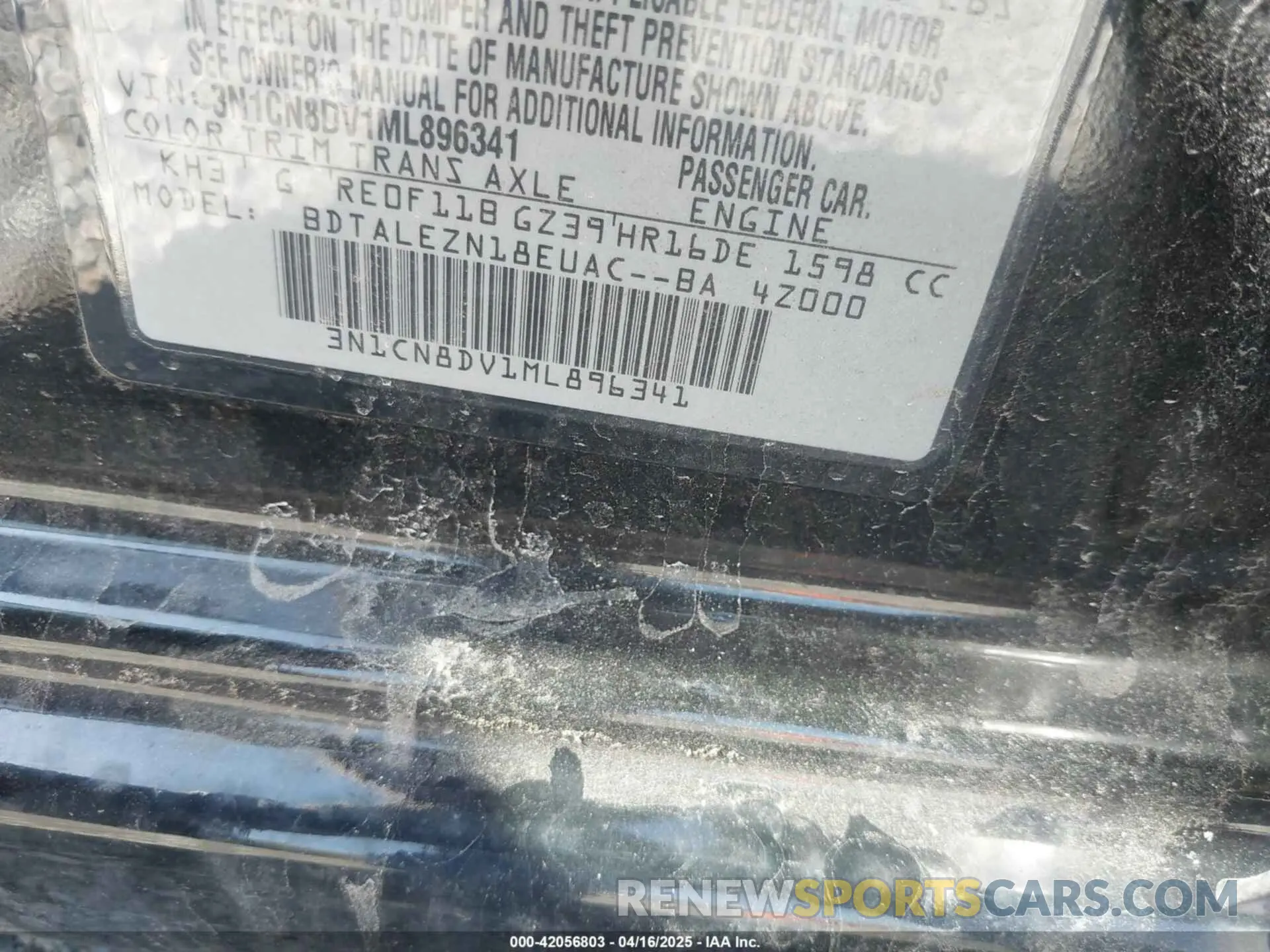 9 Photograph of a damaged car 3N1CN8DV1ML896341 NISSAN VERSA 2021