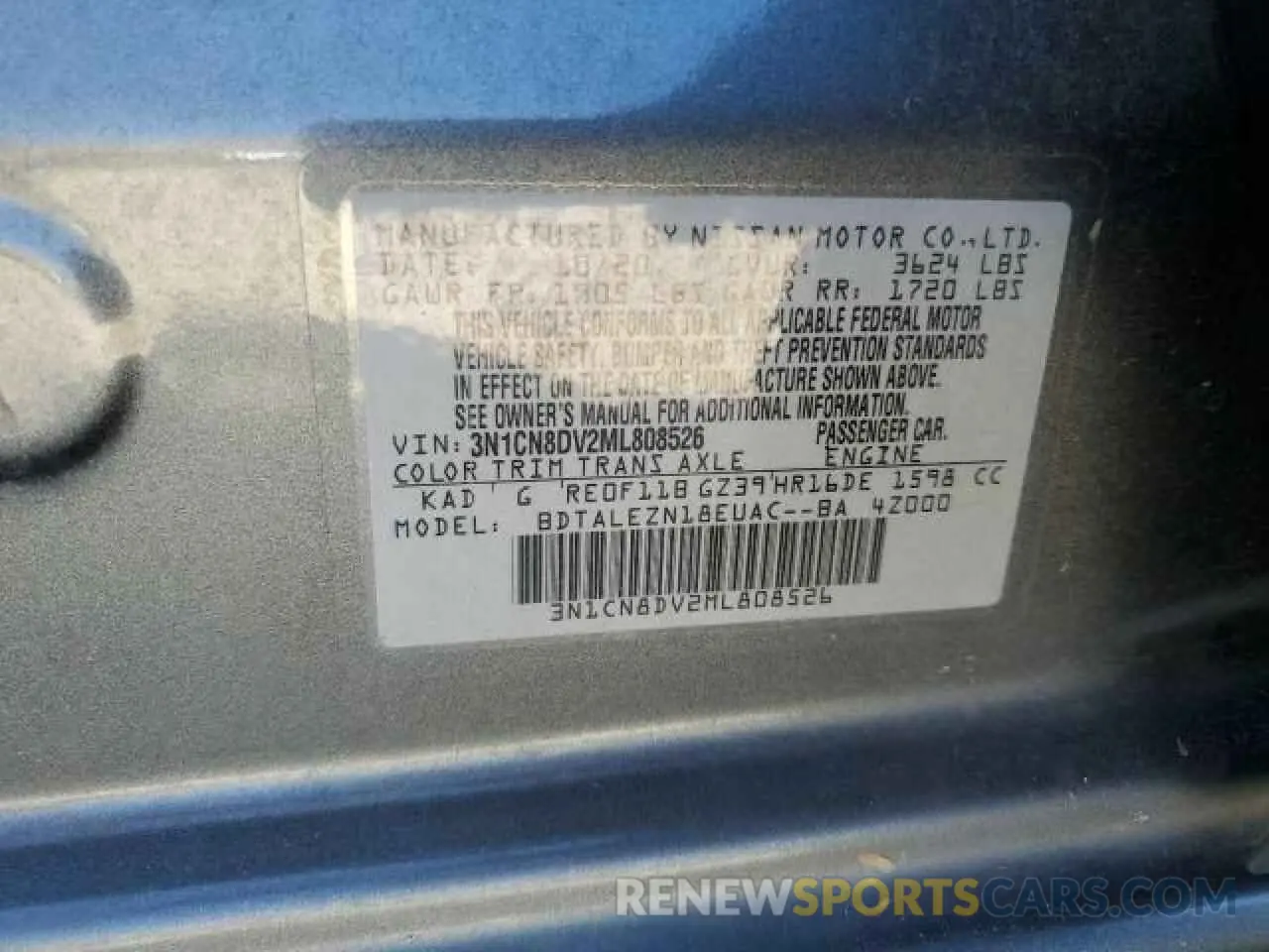 12 Photograph of a damaged car 3N1CN8DV2ML808526 NISSAN VERSA 2021