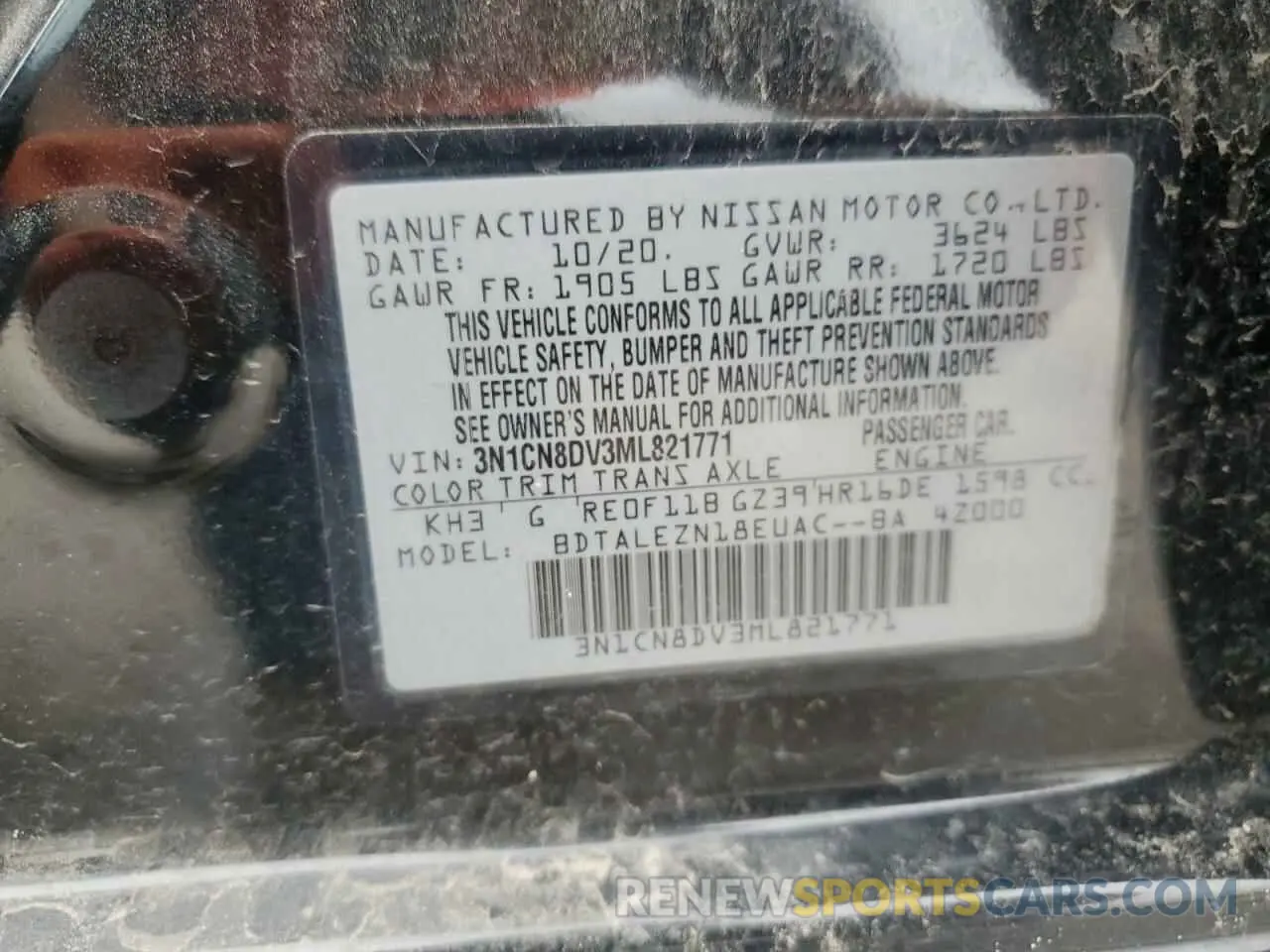 13 Photograph of a damaged car 3N1CN8DV3ML821771 NISSAN VERSA 2021