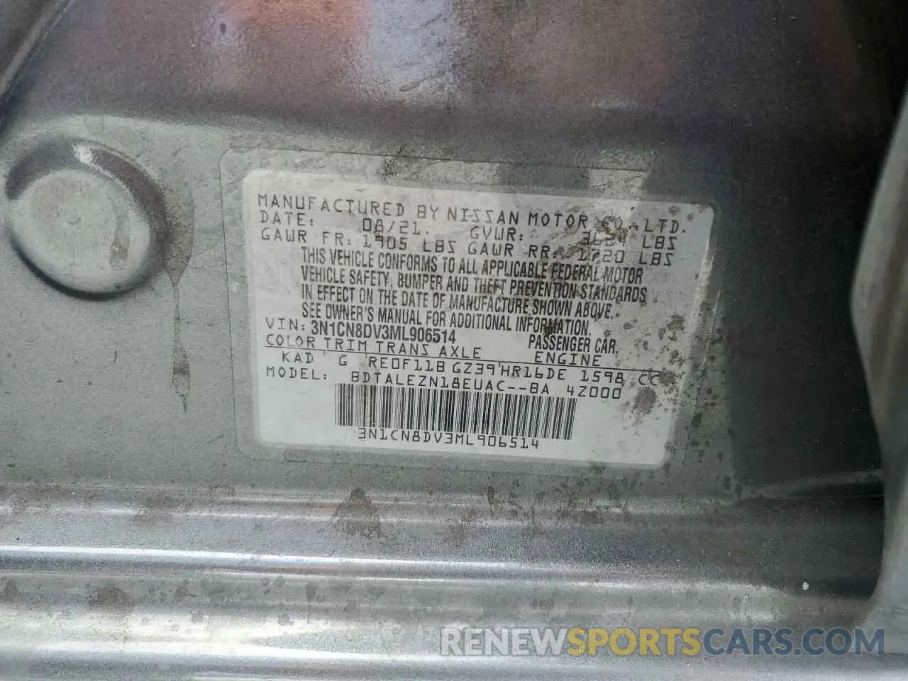 13 Photograph of a damaged car 3N1CN8DV3ML906514 NISSAN VERSA 2021