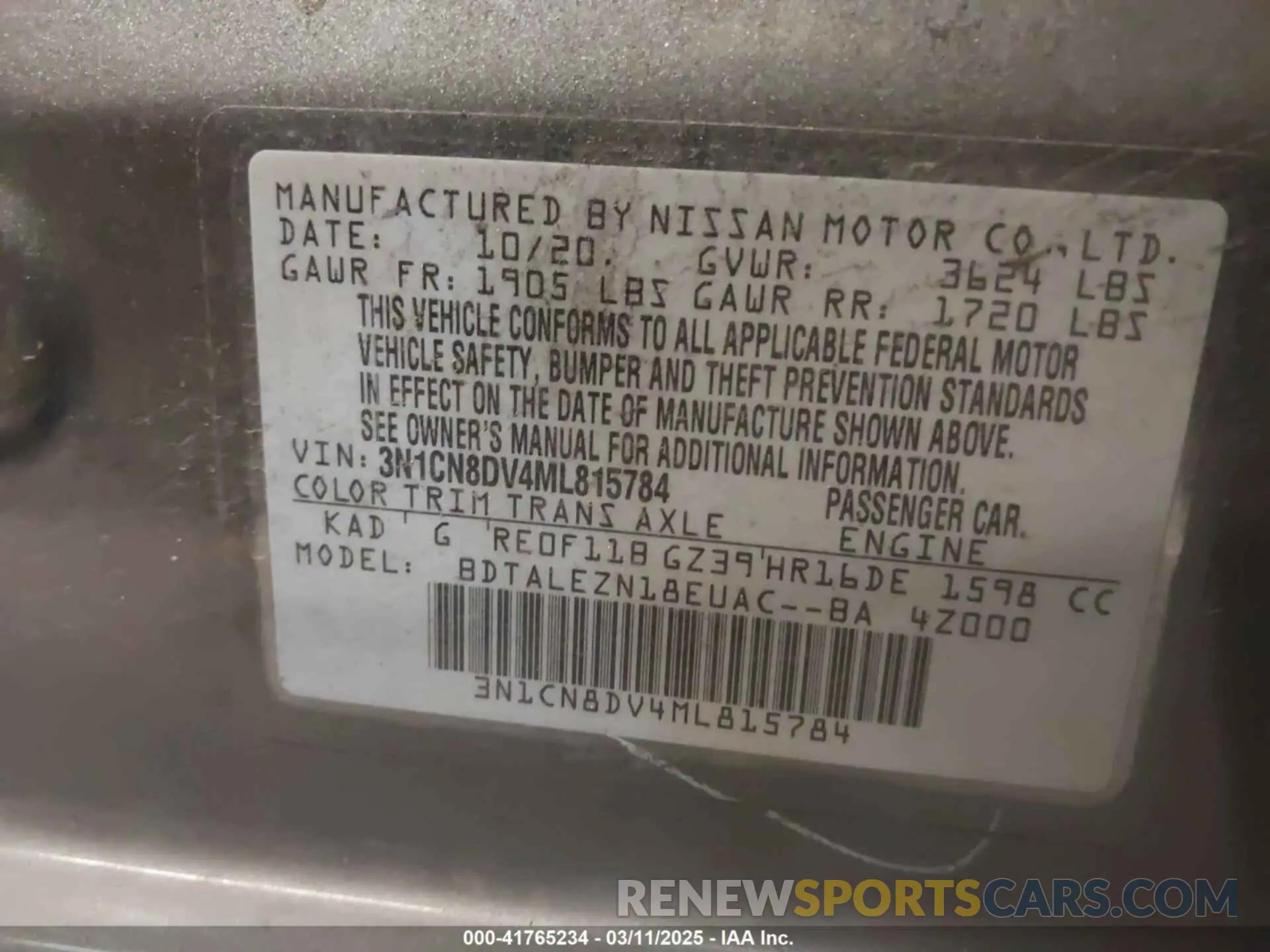 9 Photograph of a damaged car 3N1CN8DV4ML815784 NISSAN VERSA 2021