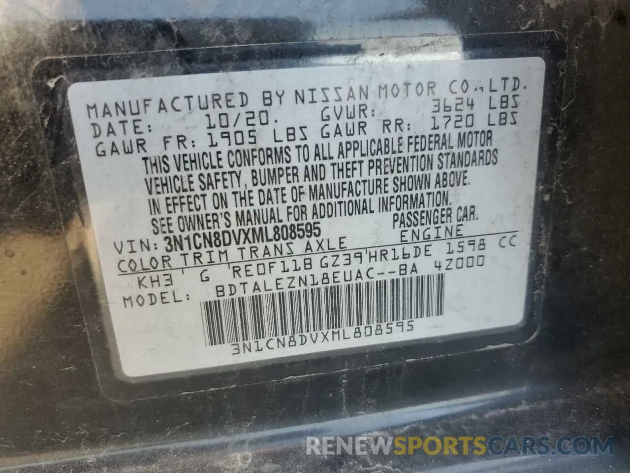 15 Photograph of a damaged car 3N1CN8DVXML808595 NISSAN VERSA 2021