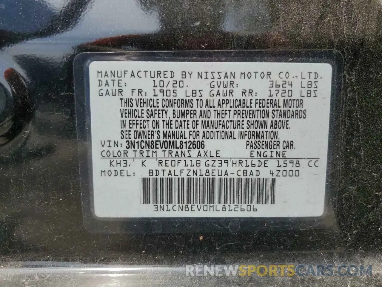 13 Photograph of a damaged car 3N1CN8EV0ML812606 NISSAN VERSA 2021