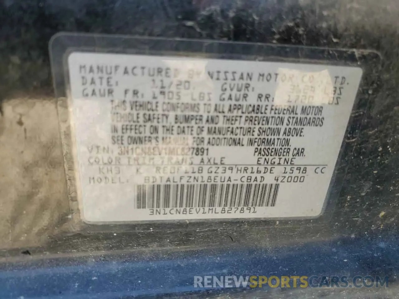 12 Photograph of a damaged car 3N1CN8EV1ML827891 NISSAN VERSA 2021