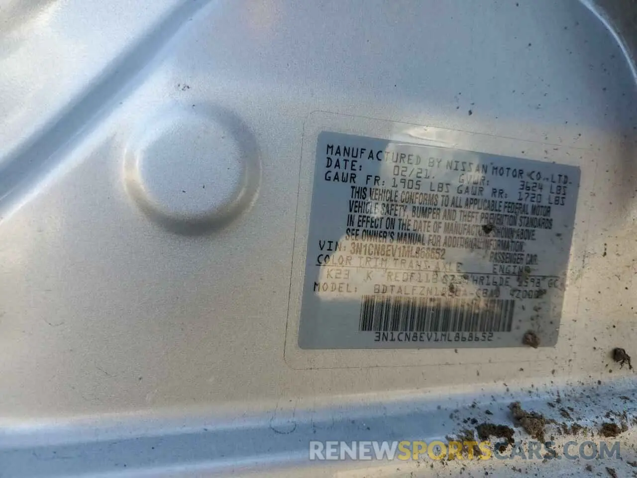13 Photograph of a damaged car 3N1CN8EV1ML868652 NISSAN VERSA 2021