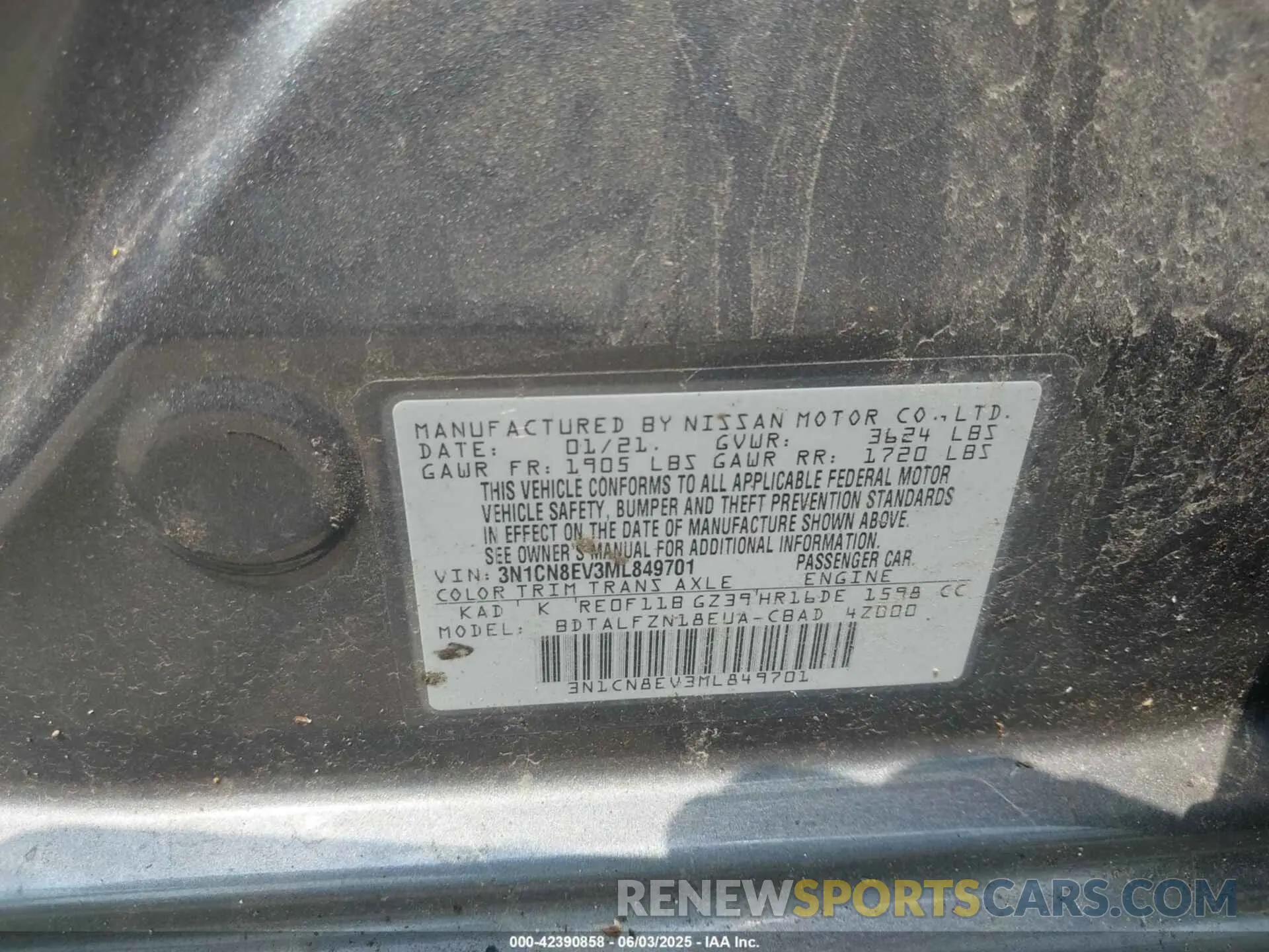 9 Photograph of a damaged car 3N1CN8EV3ML849701 NISSAN VERSA 2021