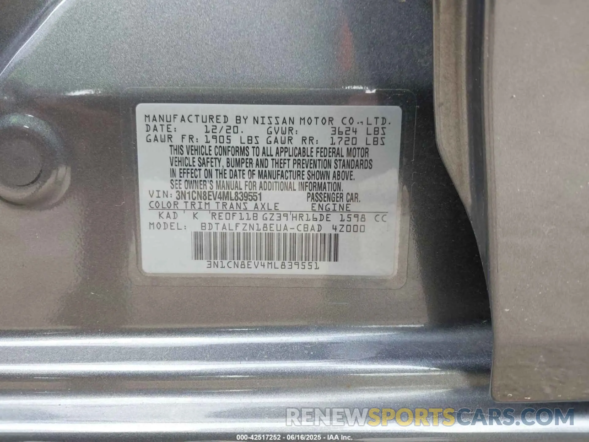 9 Photograph of a damaged car 3N1CN8EV4ML839551 NISSAN VERSA 2021