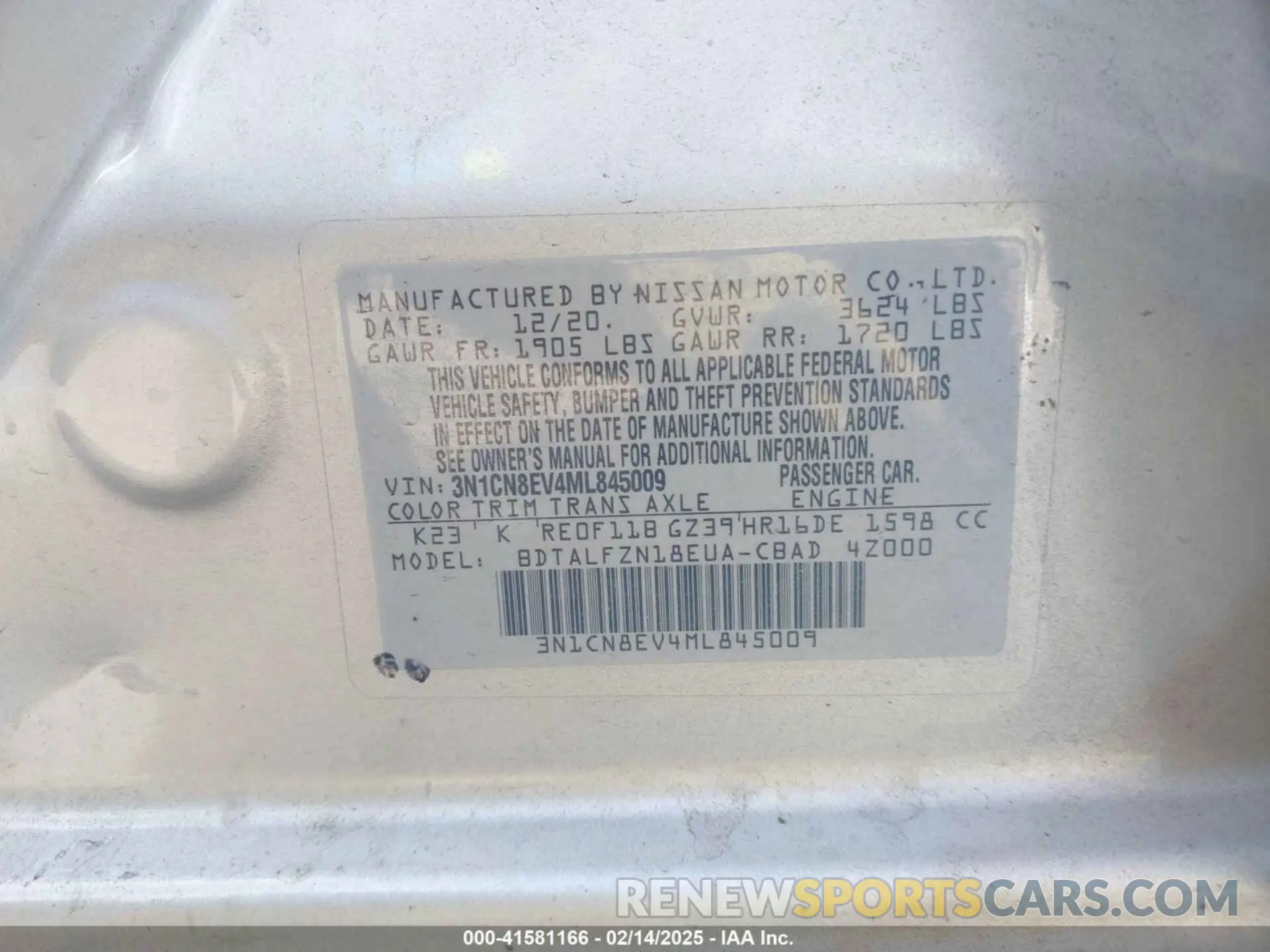 9 Photograph of a damaged car 3N1CN8EV4ML845009 NISSAN VERSA 2021