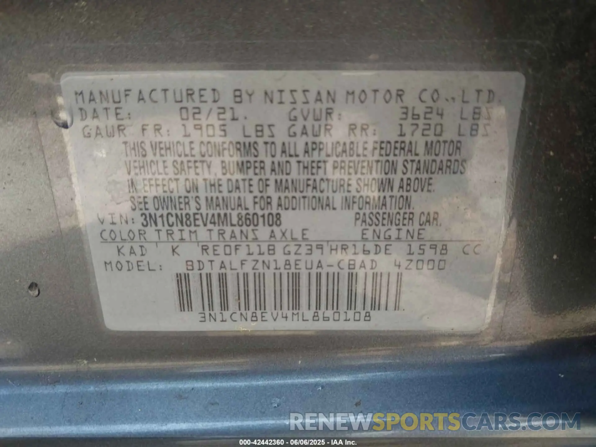 9 Photograph of a damaged car 3N1CN8EV4ML860108 NISSAN VERSA 2021
