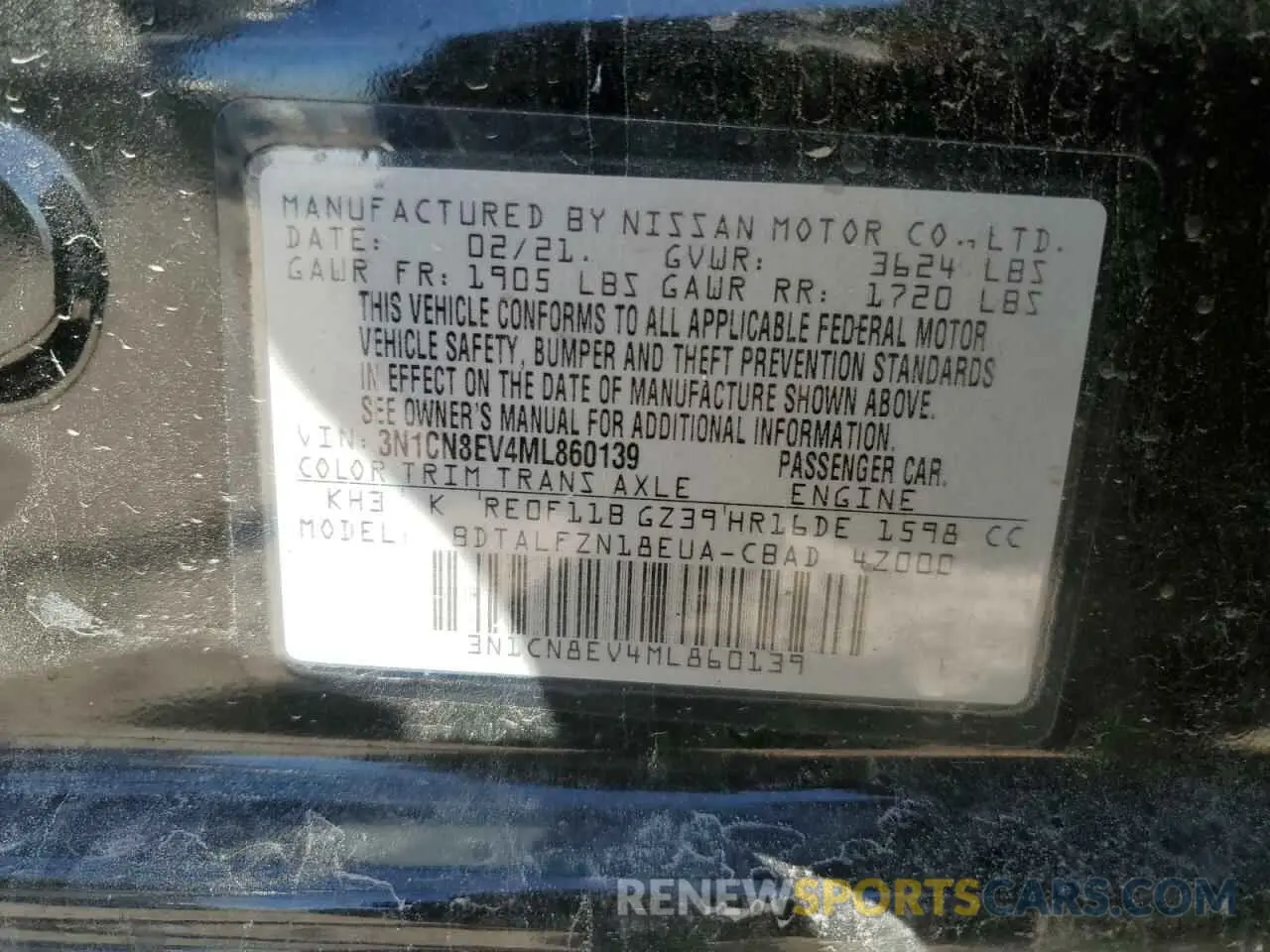 14 Photograph of a damaged car 3N1CN8EV4ML860139 NISSAN VERSA 2021