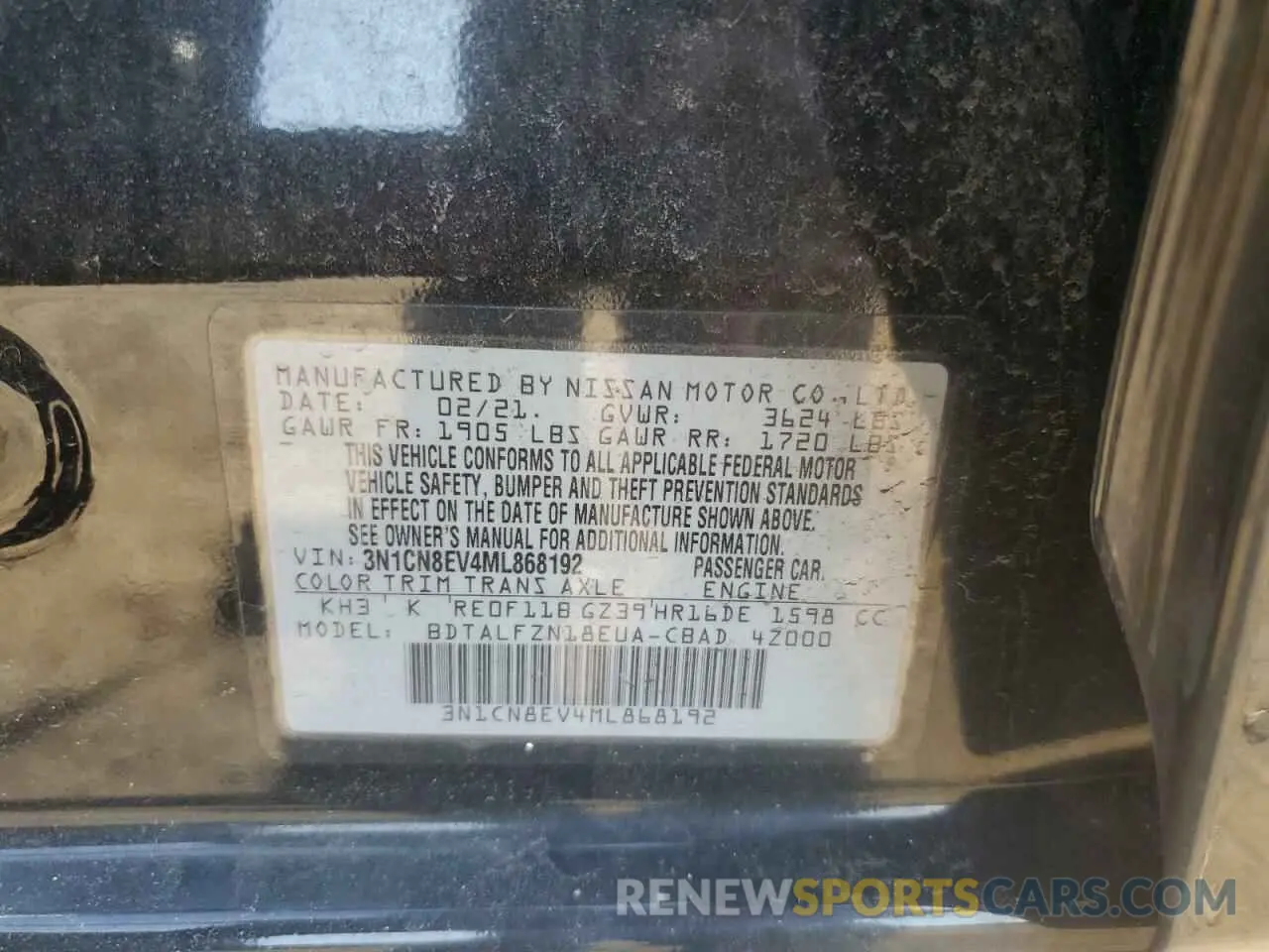 14 Photograph of a damaged car 3N1CN8EV4ML868192 NISSAN VERSA 2021