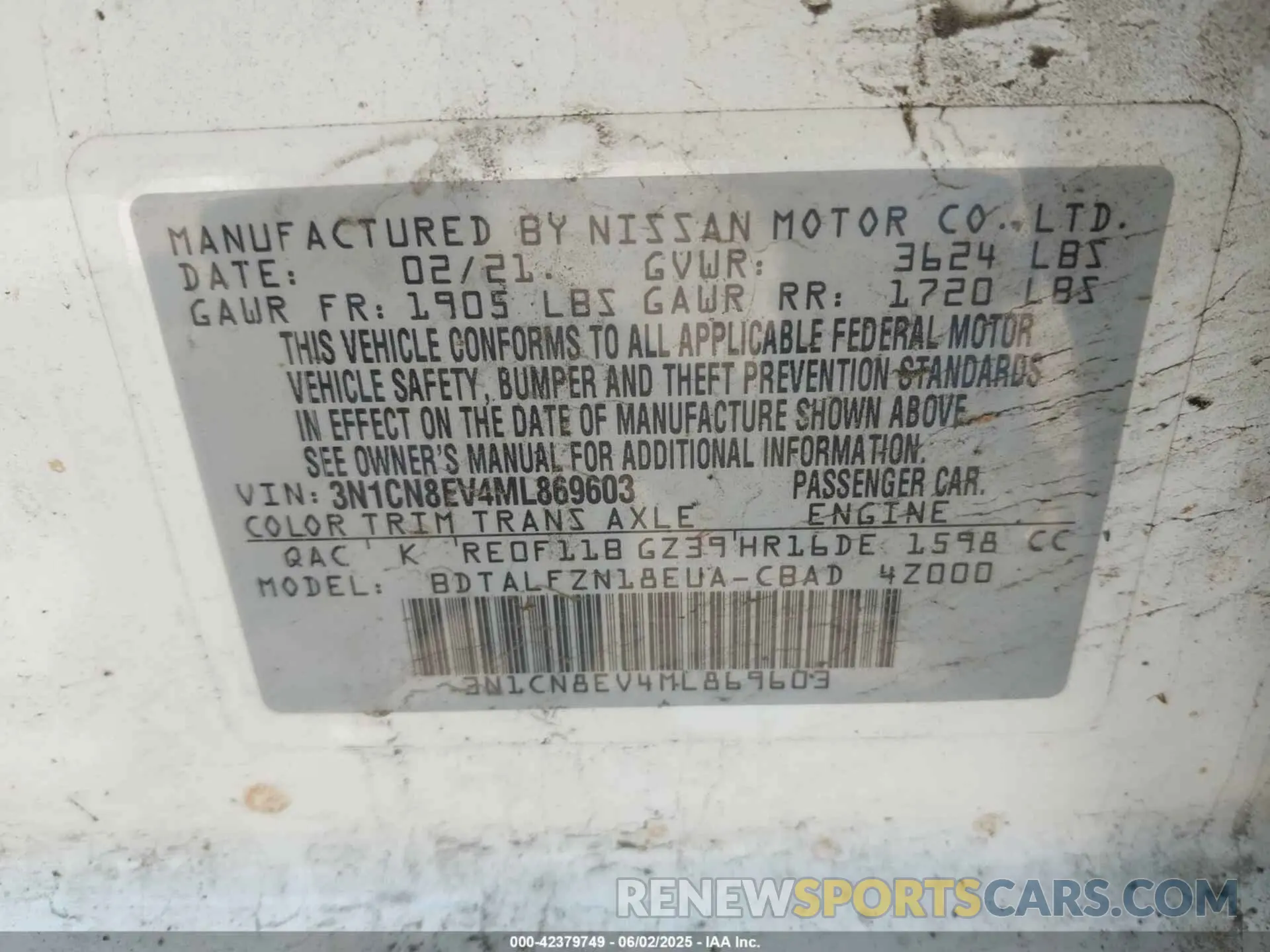 9 Photograph of a damaged car 3N1CN8EV4ML869603 NISSAN VERSA 2021