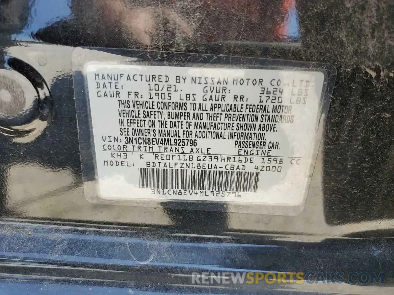 14 Photograph of a damaged car 3N1CN8EV4ML925796 NISSAN VERSA 2021