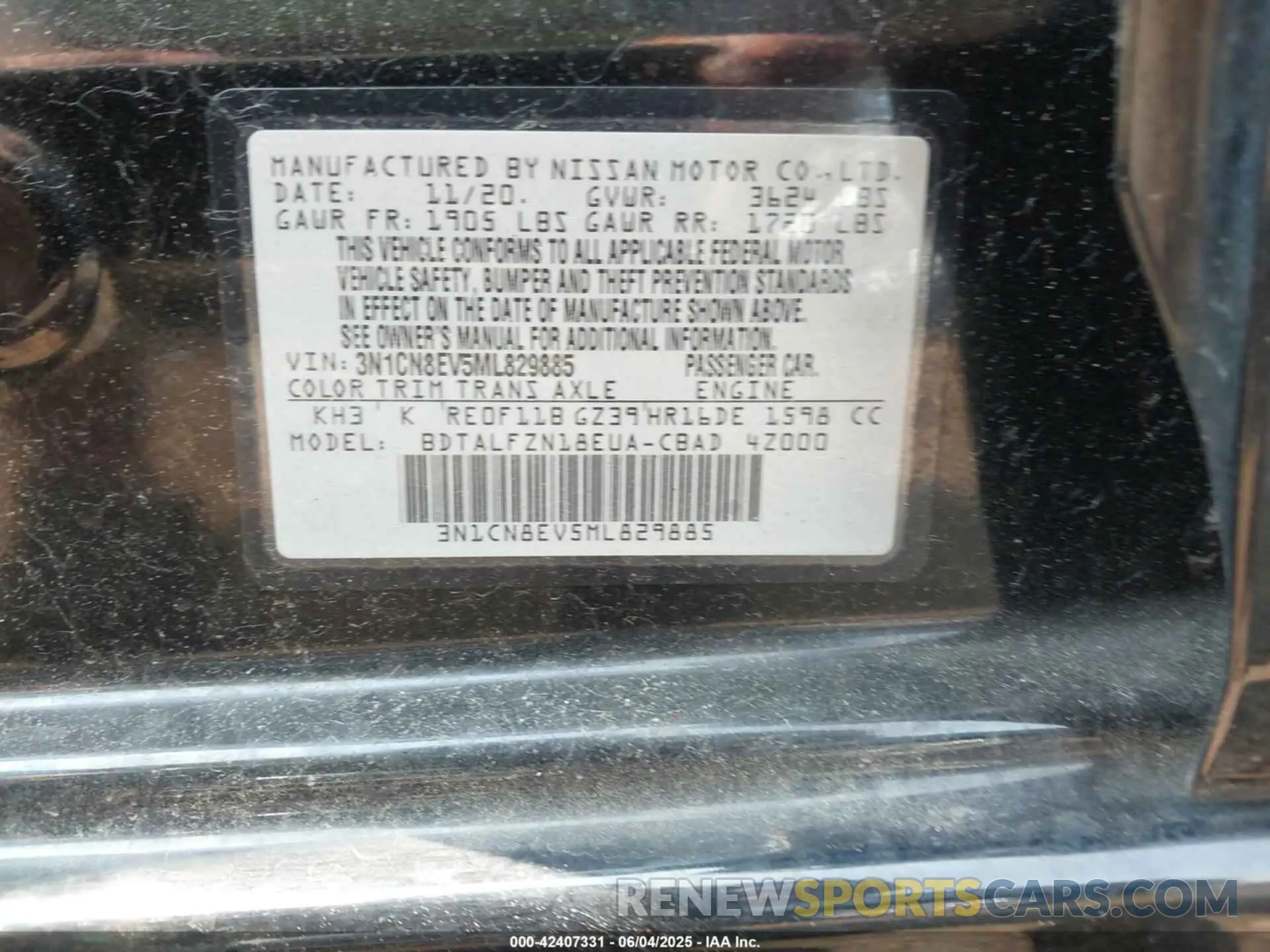 9 Photograph of a damaged car 3N1CN8EV5ML829885 NISSAN VERSA 2021