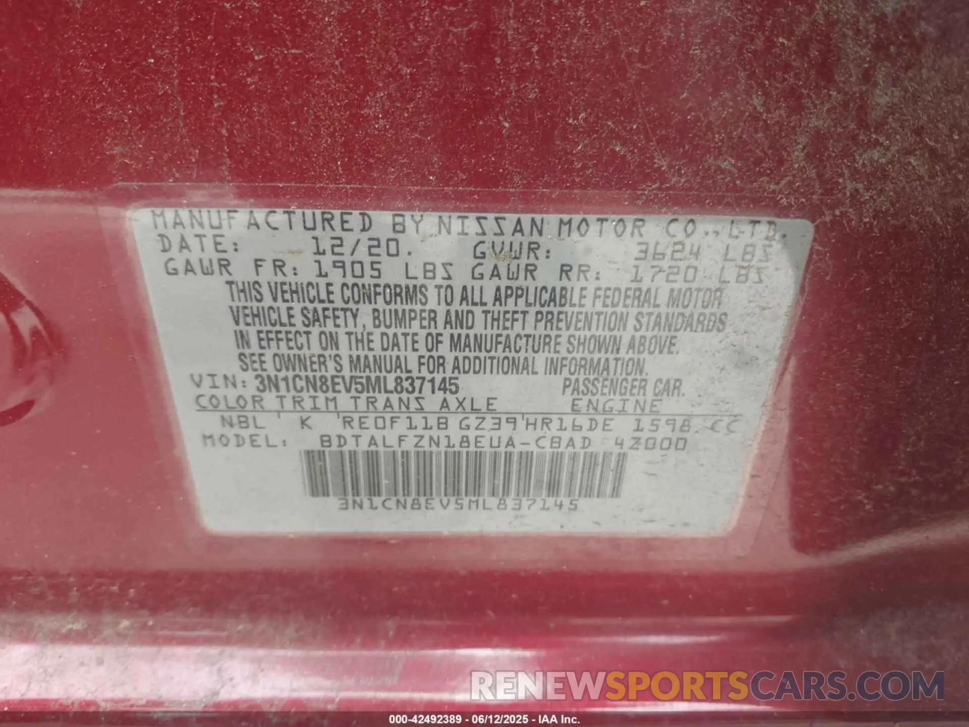 9 Photograph of a damaged car 3N1CN8EV5ML837145 NISSAN VERSA 2021