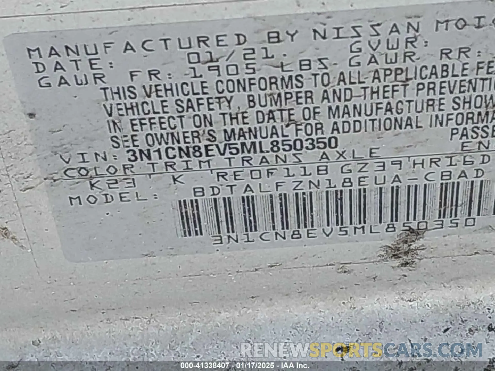 9 Photograph of a damaged car 3N1CN8EV5ML850350 NISSAN VERSA 2021